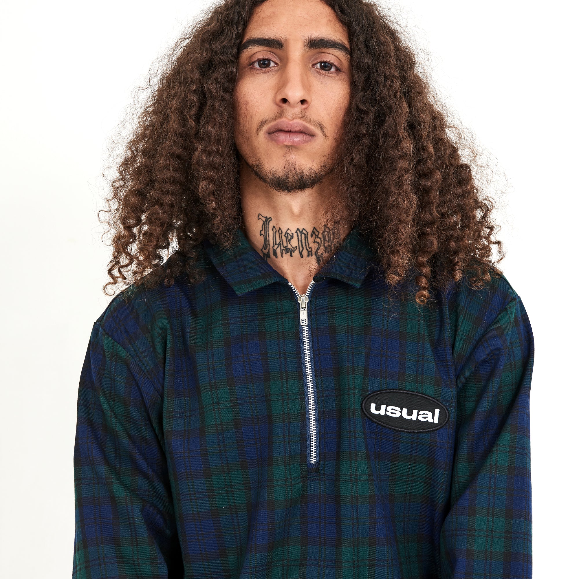 HALF ZIP CHECK SHIRT