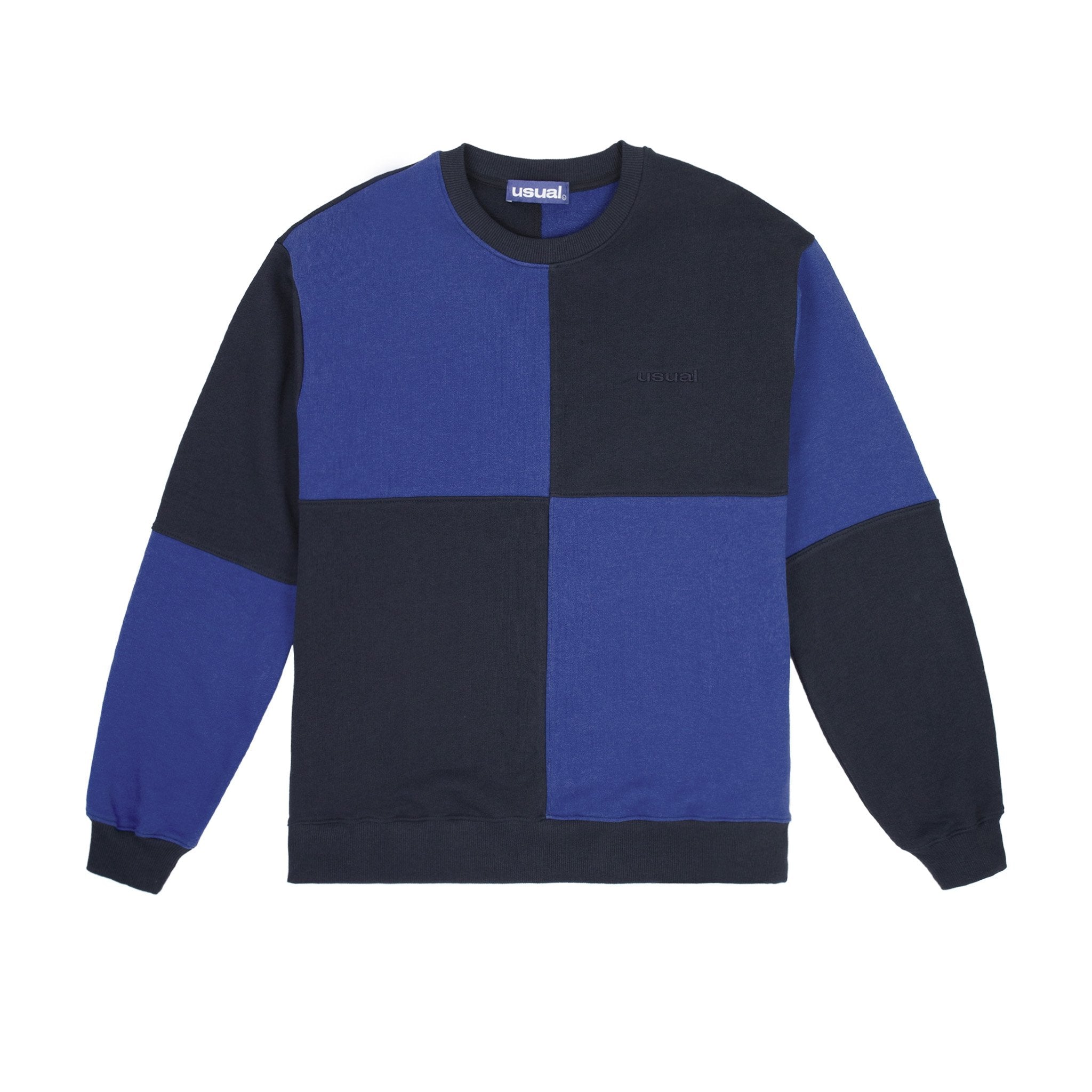 Usual - Big Check Crewneck Royal Blue