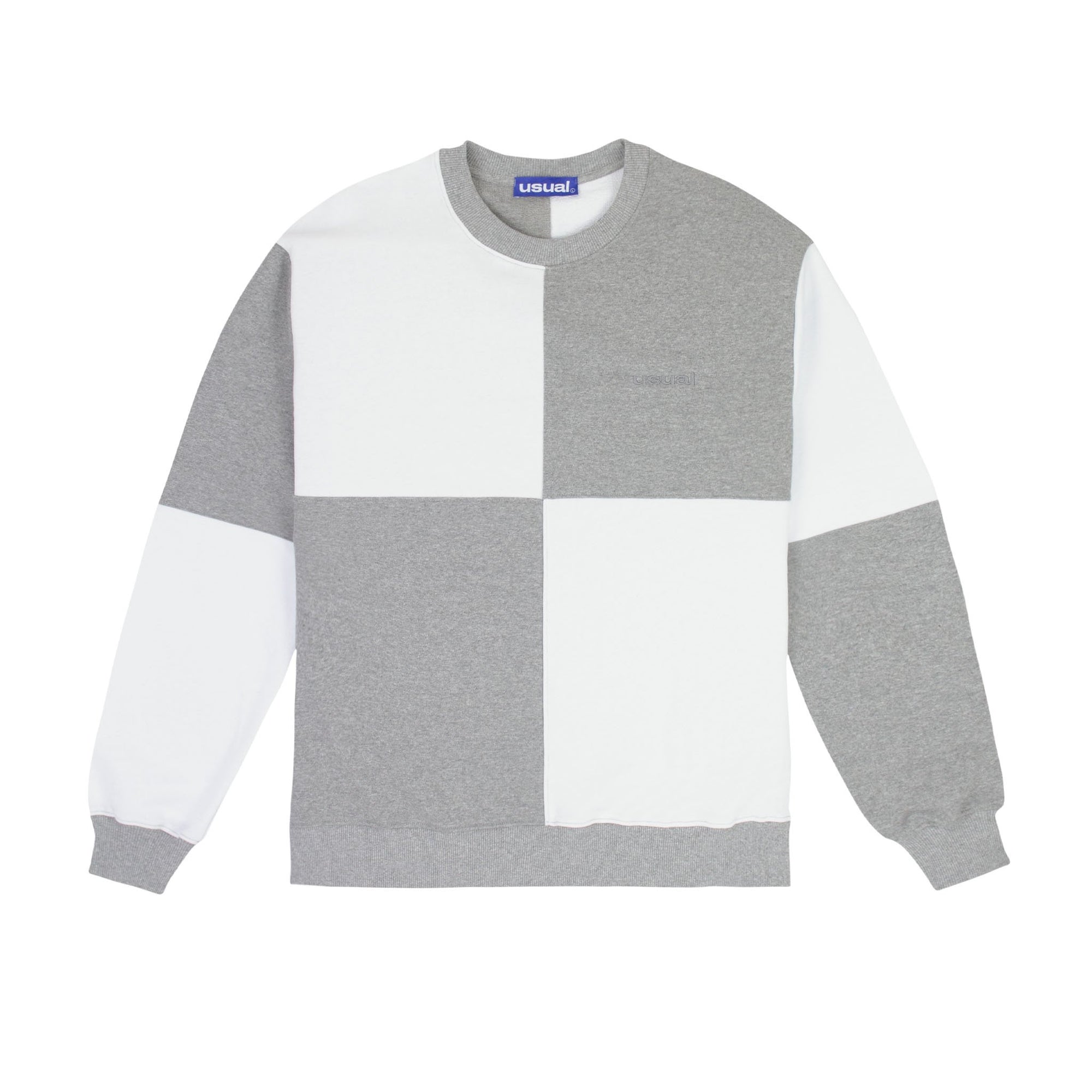 Usual - Big Check Crewneck White