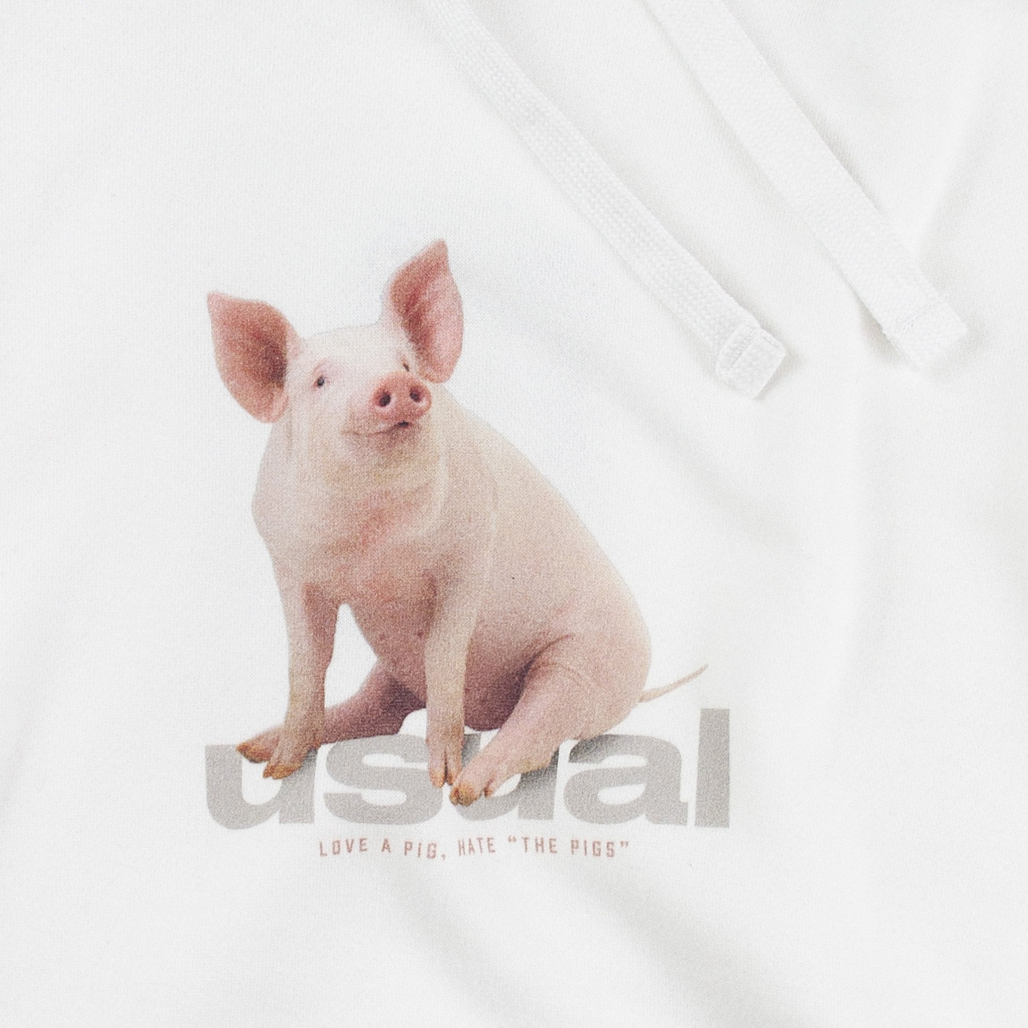 Usual - Piggy Hooded Sweatshirt White